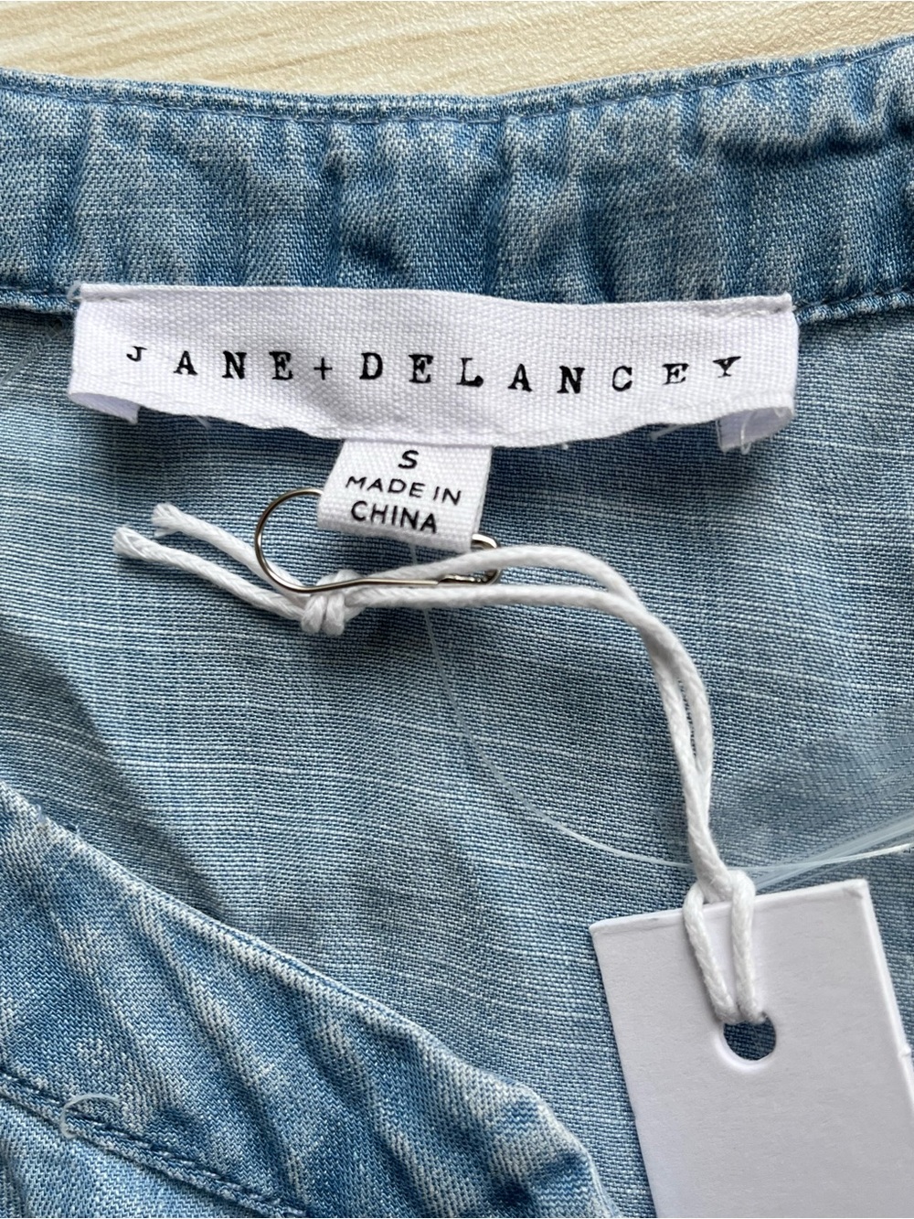 Jane and Delancey Light Blue Button-Front Denim-Style Women's Top - Picture 3 of 5